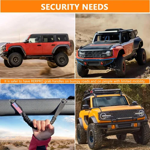 Miniatura 2 de Asas de agarre de barra antivuelco para Ford Bronco 2021 2022 2023 2024 2025 2 accesorios de 2 puertas y 4 puertas, mango de agarre de paracaídas