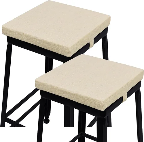baibu Juego de 2 cojines cuadrados de espuma viscoelástica de 12 pulgadas, diseño de doble capa con lazos, cojín cuadrado para silla para taburetes