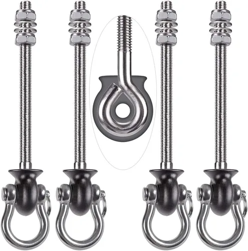 Miniatura 9 de Dolibest Juego de 6 perchas permanentes de acero inoxidable 304 resistentes para columpios, patio de recreo, porche, asiento de yoga, para hamaca