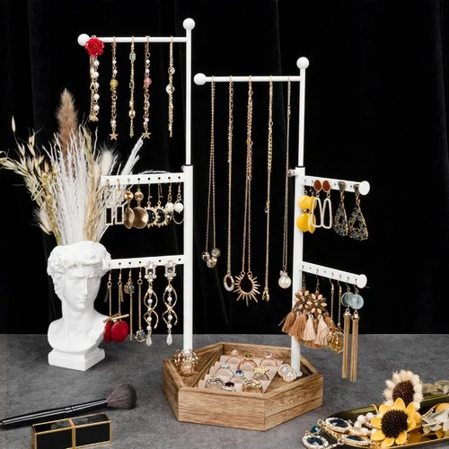 Miniatura 2 de Soporte organizador de joyas, soporte de 6 niveles para joyas con altura ajustable, organizador de exhibición y almacenamiento para aretes, anillos