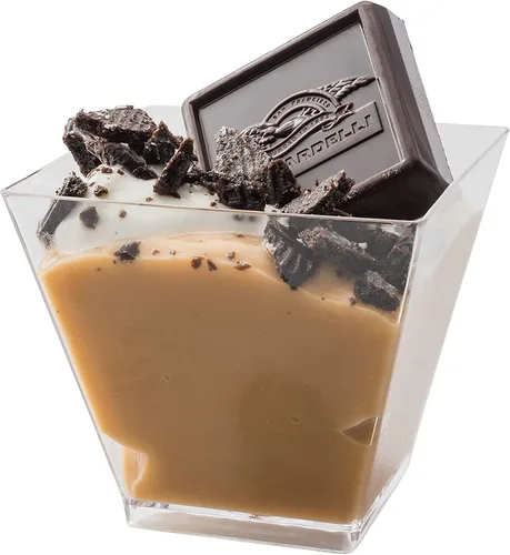 Miniatura 4 de Tosnail Paquete de 100 vasos de postre de plástico transparente de 2 onzas con 100 cucharas de postre, tazas cuadradas de aperitivo de parfait
