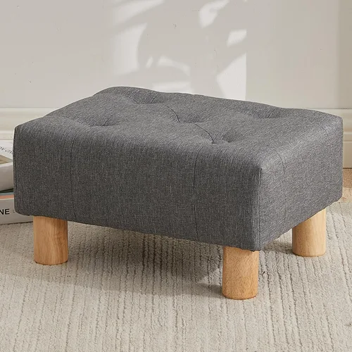 Miniatura 13 de Taburete pequeño otomano, reposapiés otomano de lino, reposapiés para sofá, reposapiés rectangulares y otomanos, pequeño para sala de estar, entrada
