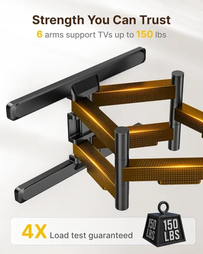 Miniatura 3 de monTEK Soporte de pared para TV de movimiento completo para televisores de 43 a 95 pulgadas, premontado y hasta 150 libras, soporte de montaje de TV