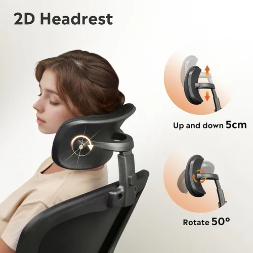 Miniatura 4 de DEVAISE Silla de Oficina de Respaldo Alto de Malla Ergonómica para Escritorio con Reposabrazos Abatibles, Reposacabezas Ajustable y Soporte Lumbar