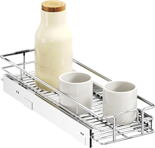 LOVMOR Organizador de gabinete extraíble de 5.5 pulgadas de ancho x 21.5 pulgadas de profundidad, estantes extraíbles para armario de cocina,