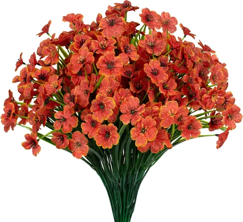 Miniatura 7 de 15 paquetes de flores artificiales resistentes a los rayos UV para exteriores, plantas sin decoloración, arbustos de plástico sintético, flores