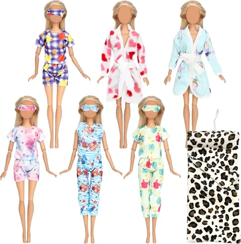 SOTOGO 11 piezas de ropa de muñeca y accesorios para muñecas de 11.5 pulgadas, juego para dormir bien incluye 6 juegos de pijamas hechos a mano,