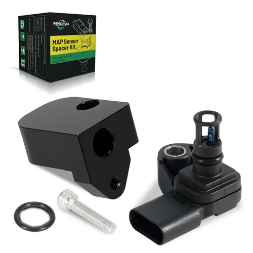 Sensor de Presión y Temperatura del Aire de Admisión + Kit de Espaciadores Negros Compatible con Chevrolet Silverado GMC Sierra 2500HD 3500HD Motor