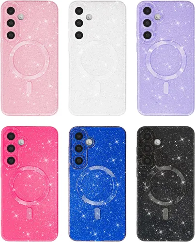 Miniatura 3 de Svanove Funda magnética con purpurina para Samsung Galaxy S22, compatible con Magsafe Cute, brillante, brillante, estética, dura y brillante