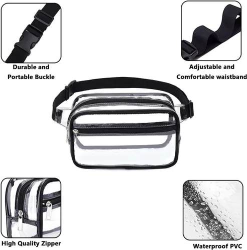 Miniatura 3 de BEUTEY Riñonera transparente aprobada para estadios, bolsa transparente para mujeres y hombres, pequeña bolsa cruzada transparente aprobada