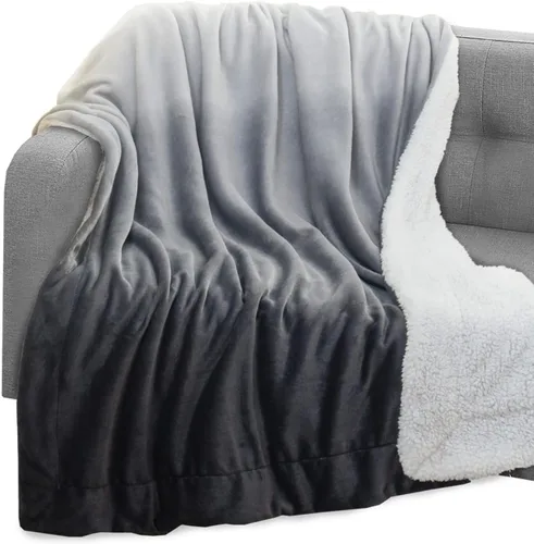 Elegant Comfort Manta, Manta Reversible de Franela Sherpa, Ultra-Suave, Mullida, Acogedora y Afelpada - Manta Decorativa Ligera para Todas las Gris