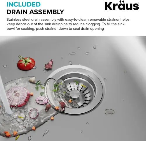 Miniatura 11 de Fregadero de cocina KBU14 de Kraus, de 31 1/2", de pila única, en acero inoxidable de calibre 16 (montaje inferior), KBU14