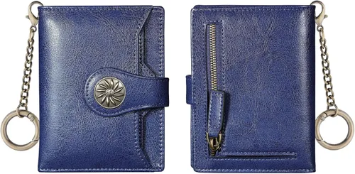 Miniatura 9 de Travelambo Rfid Wallet - Cartera de cuero para mujer, Azul profundo, Moda