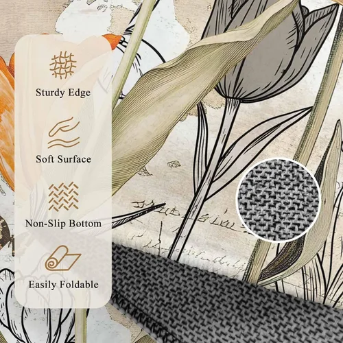 Miniatura 5 de 2x3 Area Rugs, Orange Flower Non Slip Area Rugs for Living Room, Bedroom, Barhroom, Entryway, Watercolor Retro Tulip Floral Butterfly Soft Kitchen