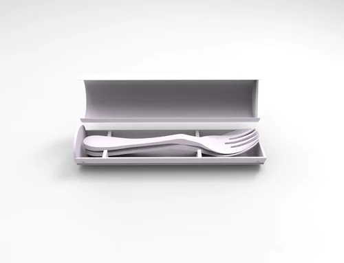 Miniatura 2 de Knork Juego de almuerzo de viaje con tenedor y cucharadita de acero inoxidable original, utensilios de 2 piezas más estuche ecológico Astrik
