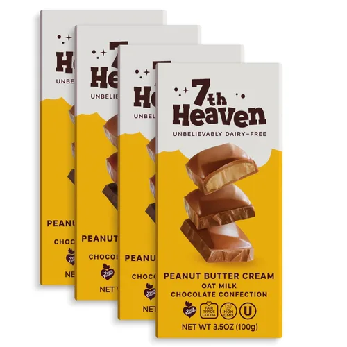 Miniatura 16 de 7th Heaven, Barras veganas de chocolate con leche de avena: crema de avellana (3.5 oz - paquete de 4), chocolate saludable, regalo perfecto de San