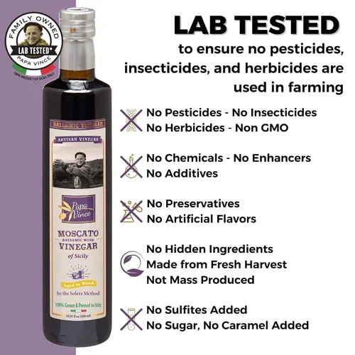 Miniatura 6 de Papa Vince Vinagre balsámico envejecido, sin azúcar, sin sulfitos añadidos, sin pesticidas. Hecho de uvas enteras recién trituradas cultivadas
