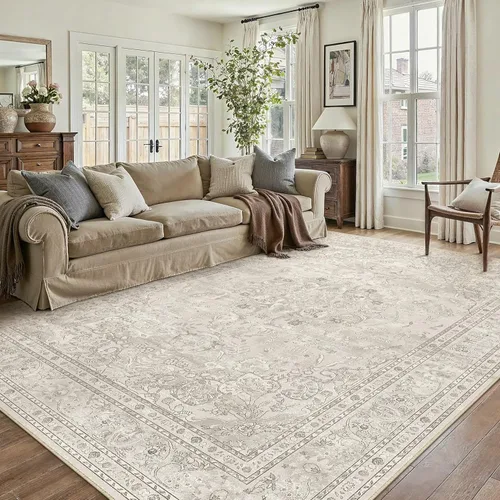 Miniatura 115 de PureCozy Alfombra de área beige de 2 x 3 pulgadas, lavable, vintage, pequeña, para entrada, cocina, suave, retro, floral, de pelo bajo, tapete