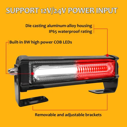 Miniatura 4 de Luces estroboscópicas de emergencia para vehículo, 12-24V 4 en 1 LED 32W montaje en superficie barra de luz estroboscópica intermitente de Blanco