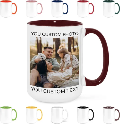 Miniatura 12 de Taza de café personalizada con texto y foto, taza personalizada, ideas únicas, regalos para hombres, mujeres, mamá, papá, novia, novio, amigo, Negro