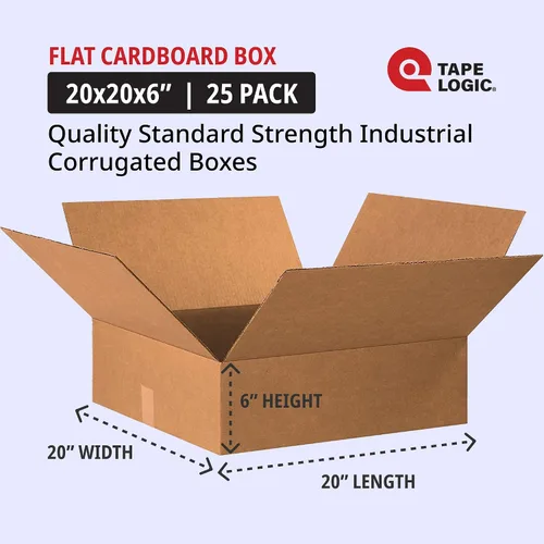 Miniatura 2 de TAPE LOGIC Cajas de cartón corrugado planas de 20 x 20 x 6 pulgadas, planas, 20 pulgadas de largo x 20 pulgadas de ancho x 6 pulgadas de alto