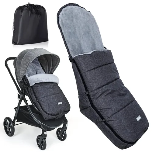 Orzbow Saco Abrigado Universal, Saco de Dormir para Cochecito Clima Frío, Cubrepiés Impermeable para Niños Pequeños (Negro)