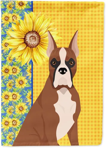 Miniatura 293 de Caroline's Treasures WDK5331CHF - Bandera de verano con diseño de girasoles rojos y blancos, manga grande, para porche, para colgar en la pared