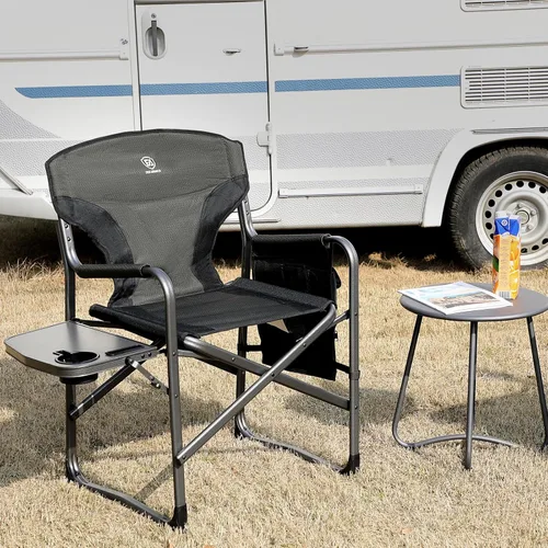 Miniatura 9 de EVER ADVANCED Sillas de director plegables ligeras para exteriores, silla de camping de aluminio con mesa auxiliar y bolsa de almacenamiento, Verde
