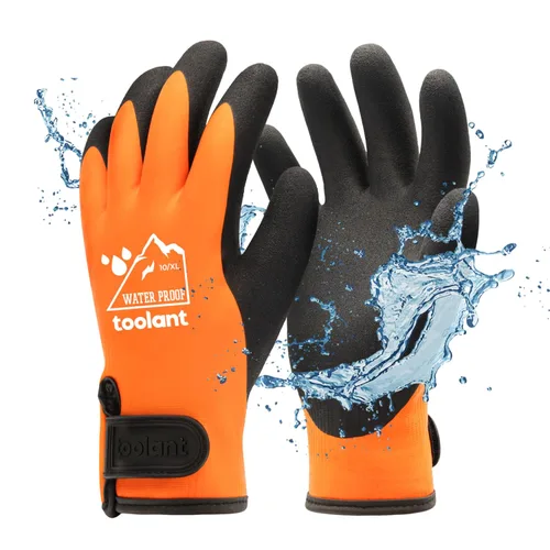 Miniatura 34 de Guantes impermeables para hombres y mujeres, guantes para congelador con agarre, doble recubrimiento de nitrilo para repelente extremo al aceite