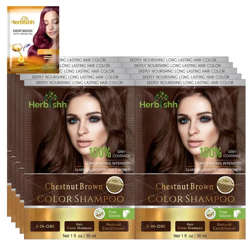 Miniatura 14 de Herbishh Champú de color para cabello gris – Champú de tinte natural para el cabello con máscara de argán – Tamaño de viaje – Colores de cabello