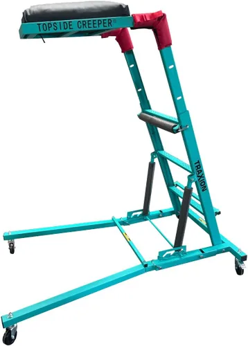 Traxion Nueva calidad Economy Topside Creeper 3-109 Aqua con escalones de metal expandido y almohadillas de velcro para el estómago con bucles para