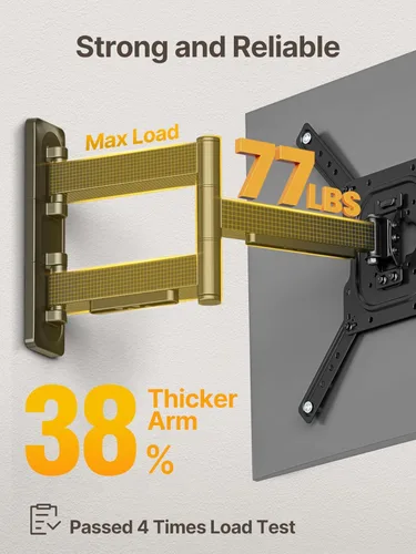 Miniatura 3 de monTEK Soporte de pared para TV de movimiento completo para televisores y monitores planos y curvos de 23 a 65 pulgadas, soporte articulado