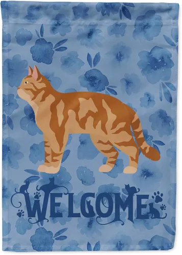 Miniatura 170 de Caroline's Treasures CK4813CHF - Bandera de bienvenida con gato abisinio azul, manga grande, para porche, para colgar en la pared, poliéster