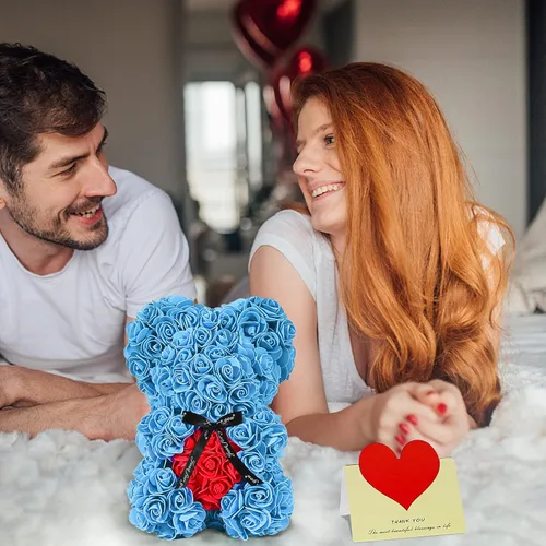 Miniatura 3 de Double Couple Regalo para mamá y mujer, bonito oso de rosas, adorable oso artificial, el mejor regalo para el día de San Valentín, día de la madre