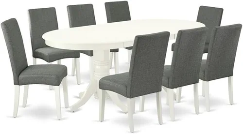 Miniatura 18 de East West Furniture VADR5-LWH-07 - Juego de comedor de 5 piezas, incluye una mesa de comedor ovalada con hojas de mariposa y 4 sillas Parson