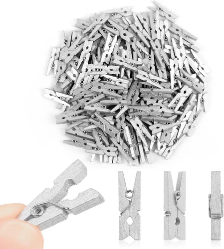 Miniatura 9 de CCINEE 150 pinzas de madera natural dorada de 1 pulgada, pines de ropa pequeños, clips de madera con textura natural para proyectos de bricolaje