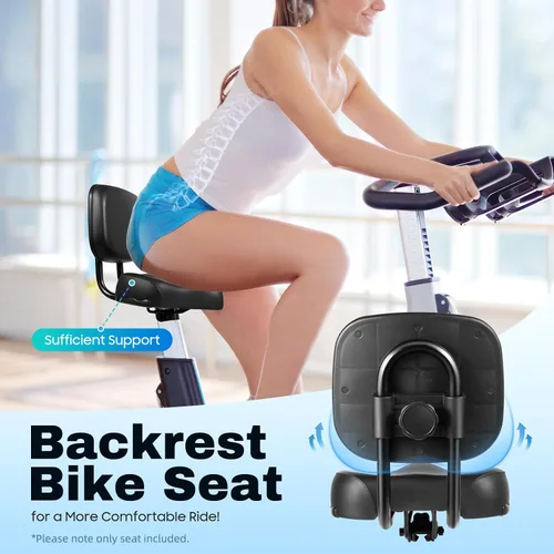 Miniatura 3 de Asiento de bicicleta con respaldo de gran tamaño, cómodo, repuesto de silla de montar de bicicleta, espuma viscoelástica suave, acolchado de piel