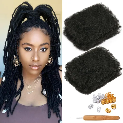 Miniatura 30 de Extensiones Loc de 10 pulgadas de grosor de cabello humano de 10 pulgadas, 10 hebras, extensiones de rastas de cabello humano para mujeres