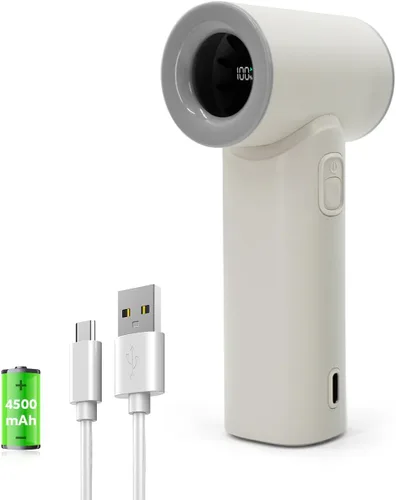 Miniatura 10 de Ventilador turbo portátil de mano, viento de 5 engranajes, pantalla LED, ventilador personal recargable por USB de 4500 mAh, tiempo de enfriamiento