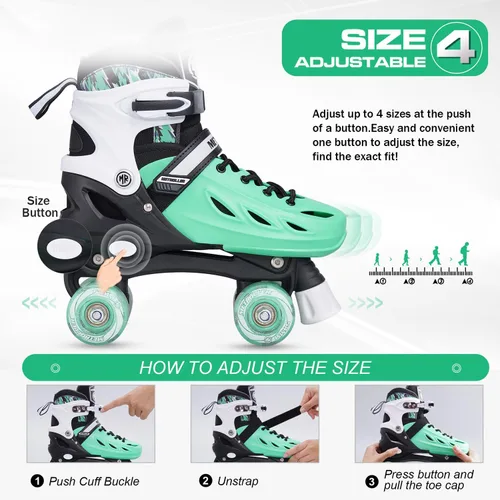 Miniatura 2 de METROLLER Patines de ruedas para niñas de 5 a 8 a 12 años y niños y adolescentes, 4 tamaños ajustables para niños pequeños con ruedas iluminadas