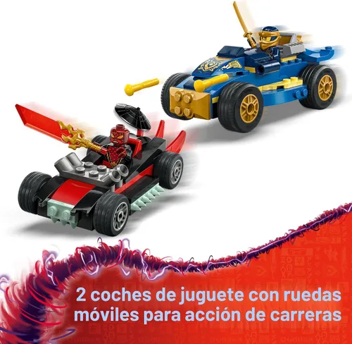 Miniatura 5 de LEGO NINJAGO Duelo de Carreras de Coches Ninja vs. Drix - Juguete de Construcción de Ninja para Niños en Preescolar - Juguete de Ninja con Ladrillo