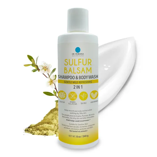Miniatura 8 de Dr. Robaina Champú de azufre y gel de baño – Ayuda a calmar la caspa, la dermatitis seborreica, la foliculitis y la picazón del cuero cabelludo