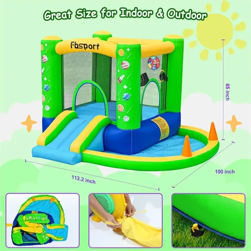 Miniatura 7 de FBSPORT Castillo inflable para niños, tobogán de castillo de rebote para interiores y exteriores, castillo inflable para niños pequeños, casa