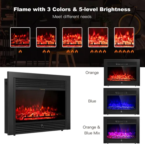 Miniatura 7 de Tangkula Chimenea de mantel de 70 pulgadas, chimenea eléctrica de 750 W/1500 W con repisa y estanterías integradas, chimenea de 28.5 pulgadas