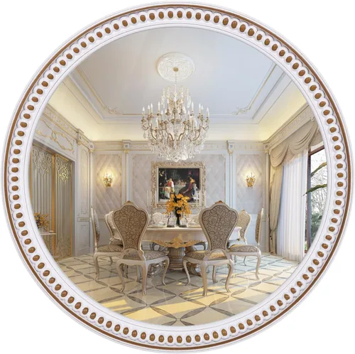 Miniatura 8 de HOITUZYUS Espejo redondo rústico de madera de 24 pulgadas para decoración de pared Espejos decorativos circulares para baño sobre fregadero
