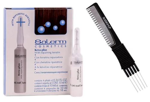 Salerm Cosmetics KERA-PLUS con queratina reparadora, cabello liso para alisar, protege de los daños causados por las herramientas de calor (con