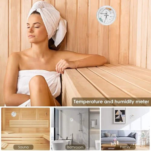 Miniatura 6 de Termómetro de sauna 2 en 1 Fahrenheit, higrómetro para sala de sauna, monitor de temperatura de humedad interior, accesorios de sauna centígrados