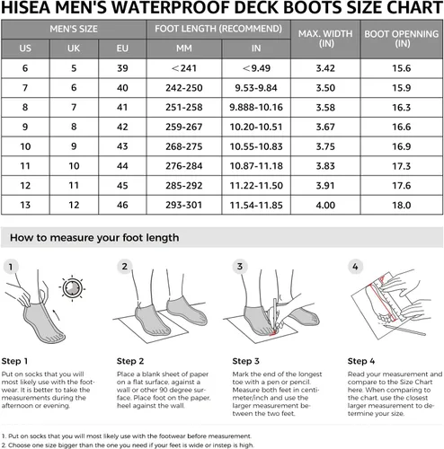 Miniatura 2 de HISEA Botas de cubierta para hombre, botas de pesca de agua salada, impermeables, botas de lluvia de alta tracción