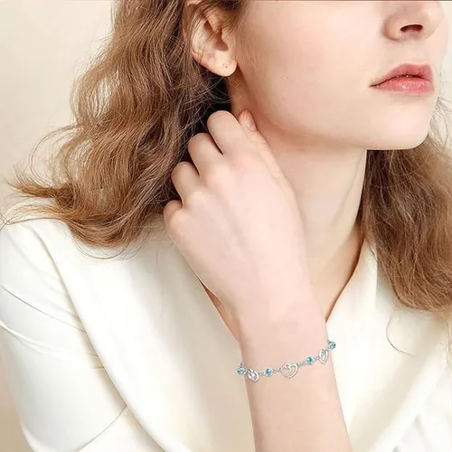 Miniatura 5 de Bracelets for Women 925 Sterling Silver Love Heart Bracelet Charms Bracelet Trendy Dainty Gift for Ladies Wife Bride Sister Friend Anniversary