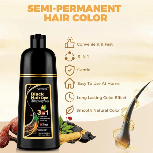 Miniatura 5 de YOURTONE Champú de tinte para cabello negro 3 en 1 para cobertura de canas, champú para colorear el cabello para mujeres y hombres, ingredientes